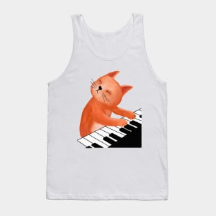 Cat playing piano Tank Top